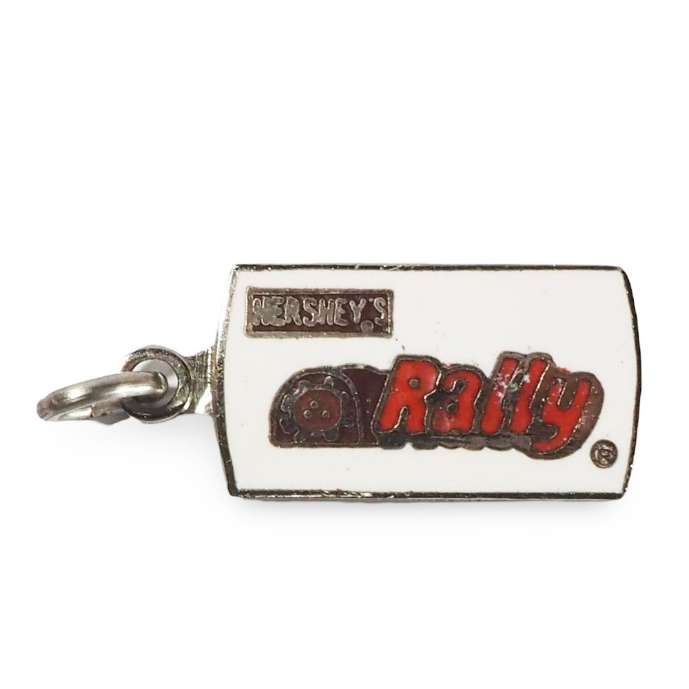 Hershey's Rally Charm White Vintage Rare‎ Enamel Candy Bar Pendant